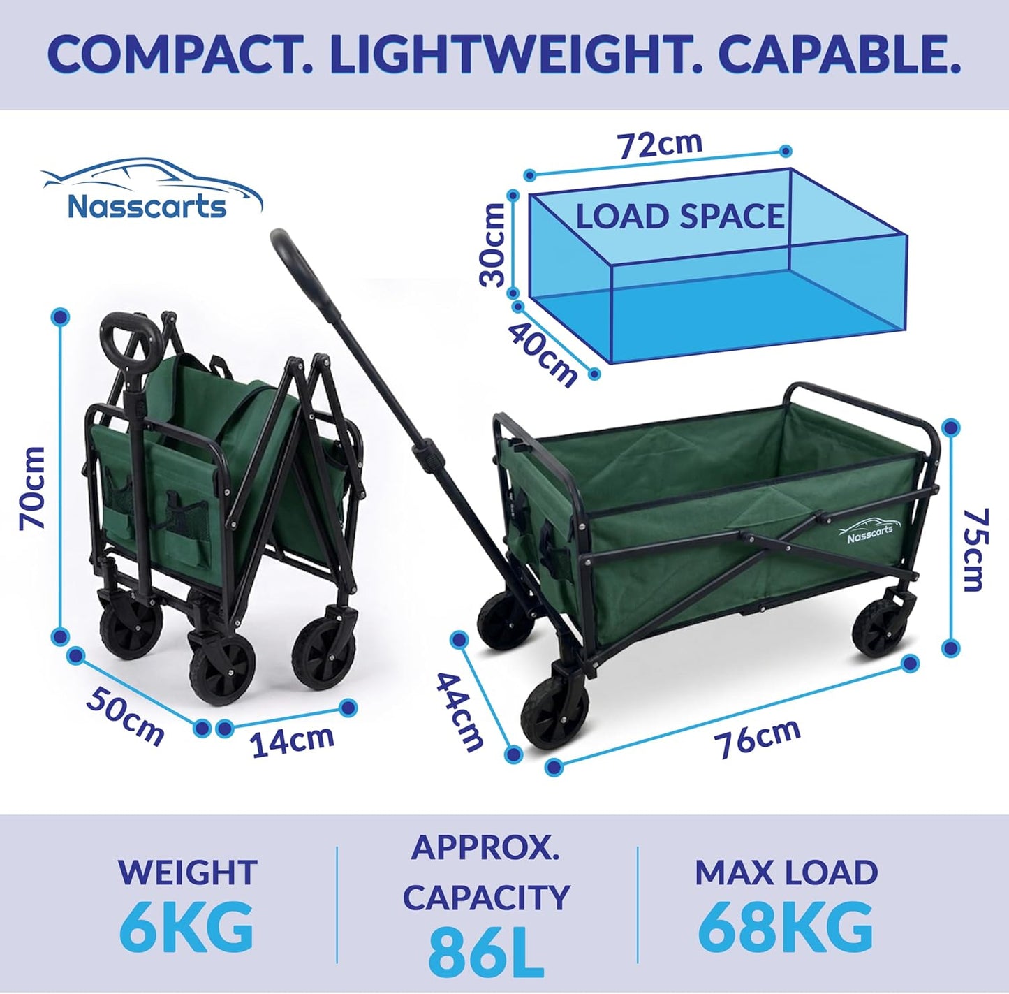 NassCarts - Classic Cart Green - 68kg Capacity - Next Day Delivery