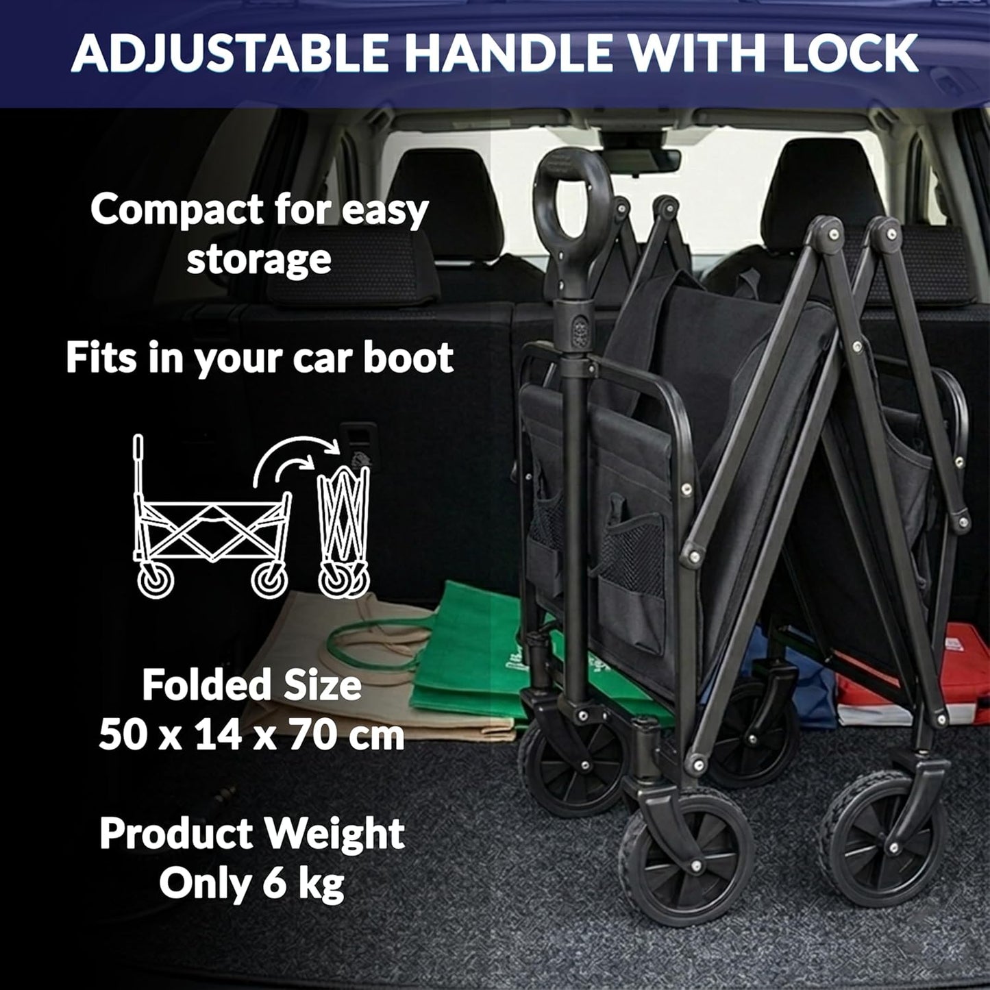 NassCarts - Classic Cart Black - 68kg Capacity - Next Day Delivery